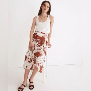 Madewell linen blend raffle wrap midi skirt tropical vacation
